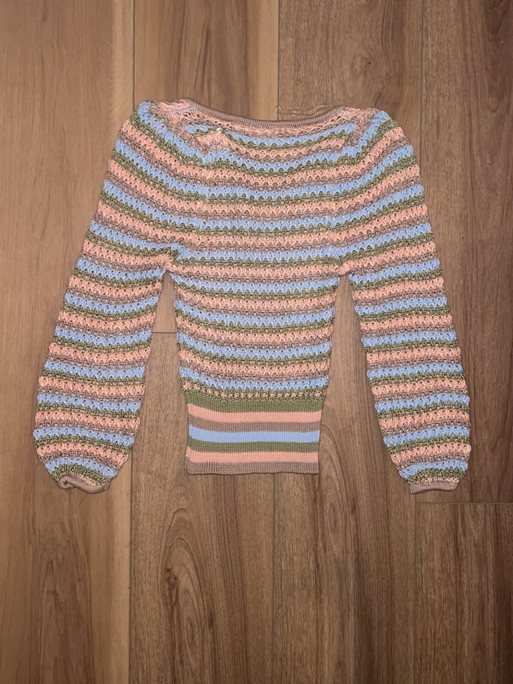 Willow Root - V-Neck Pastel Stripe Sweater - Picture 2 of 4